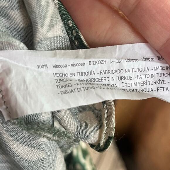 Zara Women's Green And White Floral Satin Slip Dress Size XS - Picture 7 of 8